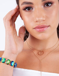 Gold Multi Reflective Stone Stretch Bracelet - link has visual effect only