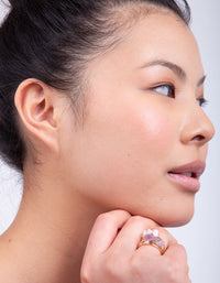 Gold Semi-Precious Thread Stone Ring - link has visual effect only