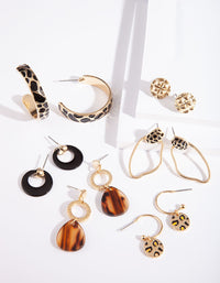 Gold Giraffe Animal Earring 6 Pack - link has visual effect only