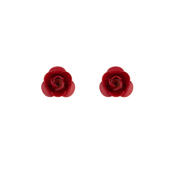 Single Red Rose Stud Earrings