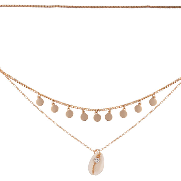 Gold Triple Layer Shell Choker Necklace