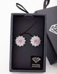 Diamond Simulant Flower Cluster Stud Earrings - link has visual effect only