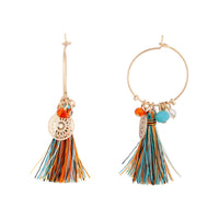Rainbow Hoop Charm Tassel Earrings - link has visual effect only