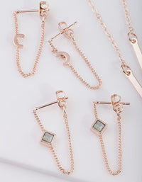 Rose Gold Snake Chain Tassel Earring Pack - link has visual effect only