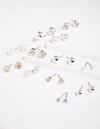 Silver Diamante Pearl Earring 12 Pack - link has visual effect only