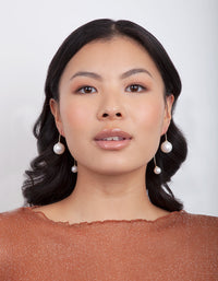 Gold Double Pearl Bead Earrings - link has visual effect only