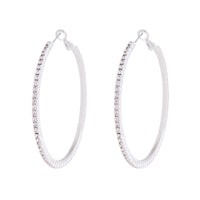 Silver Square Edged Diamante Detailed Hoop Earrings - link has visual effect only