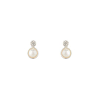 Silver Pearl Bottom Diamante Stud Earrings - link has visual effect only