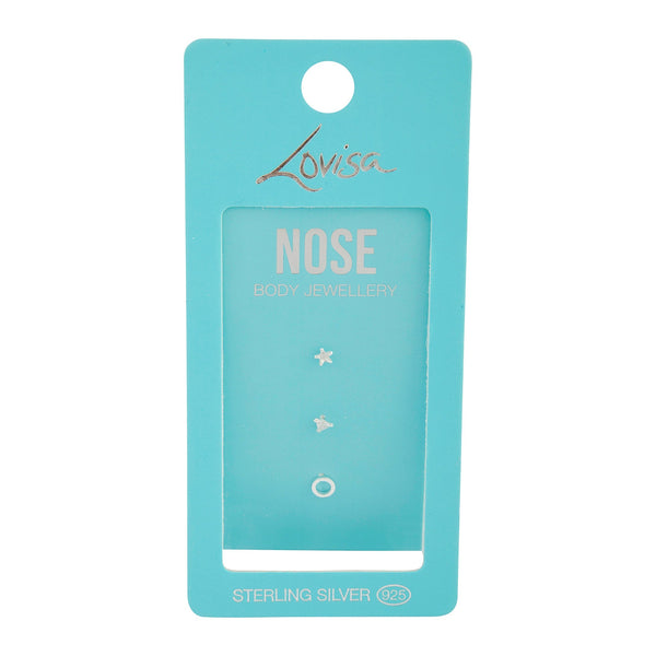 Sterling Silver Star Triangle Nose Stud 3 Pack