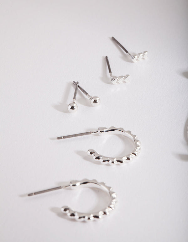 Silver Mixed Medallion Earring 6 Pack