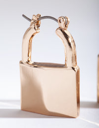Gold Mini Lock Earrings - link has visual effect only