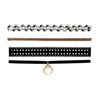 Gold Crescent Moon Choker Necklace Pack - link has visual effect only