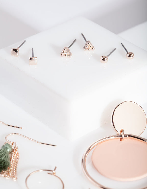 Rose Gold Pink Green Earring Pack
