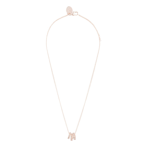 Rose Gold And Diamante Ring Trio Necklace