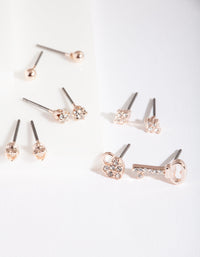 Rose Gold Lock Key Earring 5 Pack - link has visual effect only