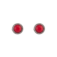 Red Round Facet Stud Earrings - link has visual effect only