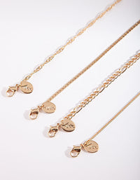 Gold Diamante Bracelet & Anklet 4 Pack - link has visual effect only