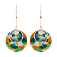 Rose Gold Multi Coloured Acrylic Disc Drop Earrings - link has visual effect only