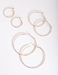 Rose Gold Textured Hoop 3 Pack - link has visual effect only