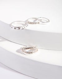 Silver DIamante Mix Band Ring Pack - link has visual effect only