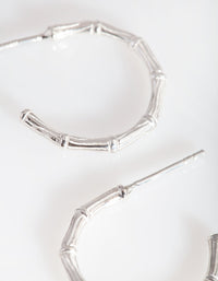 Sterling Silver Fine Bamboo Hoop Earrings - link has visual effect only