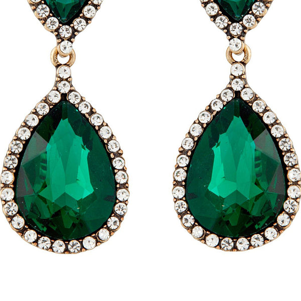 Emerald And Crystal Angelina Earrings