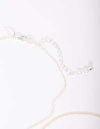Mixed Metal Diamante Heart Necklace 2 Pack - link has visual effect only