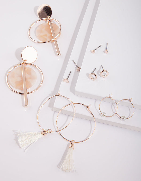 Rose Gold Statement Acrylic Earring 6 Pack