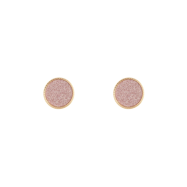 Pink Glitter Round Stud Earrings