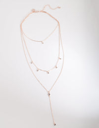 Rose Gold Diamante Layered Necklace - link has visual effect only