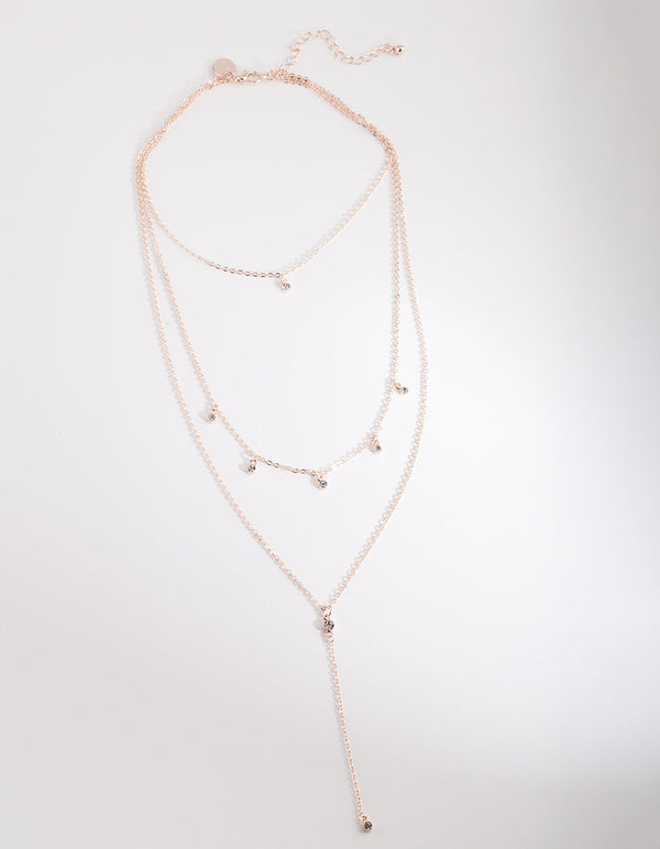Rose Gold Diamante Layered Necklace